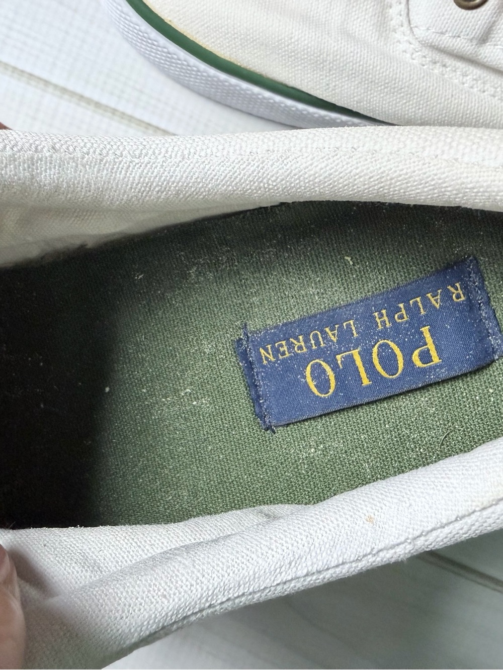 Polo by Ralph Lauren White Canvas Boat Shoes with Brown Laces size 9D - Picture 8 of 8
